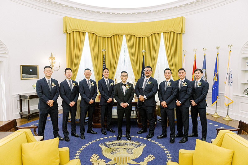 Groomsmen at the Richard Nixon Library