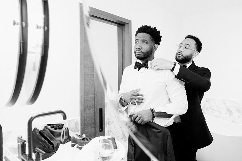 Groom getting ready