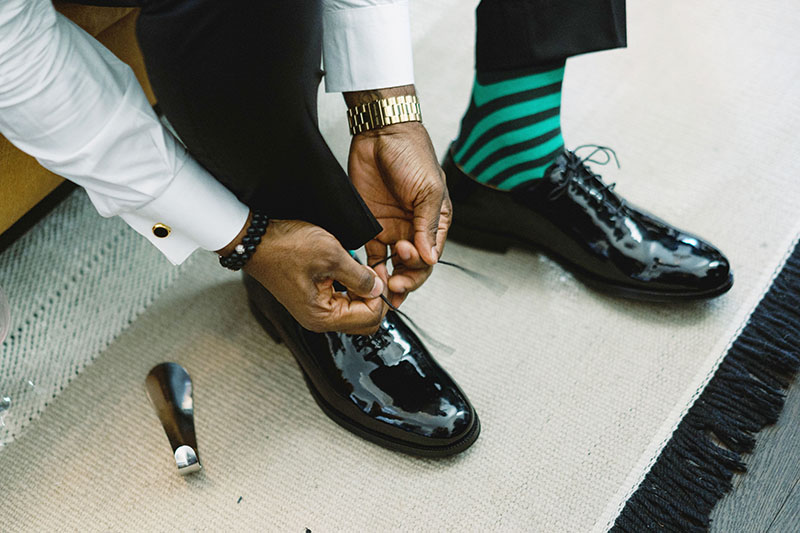 Groom getting ready