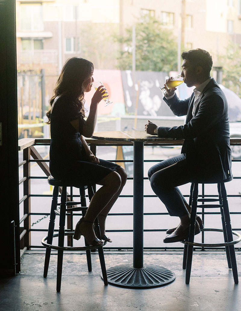 Engagement session at a brewery