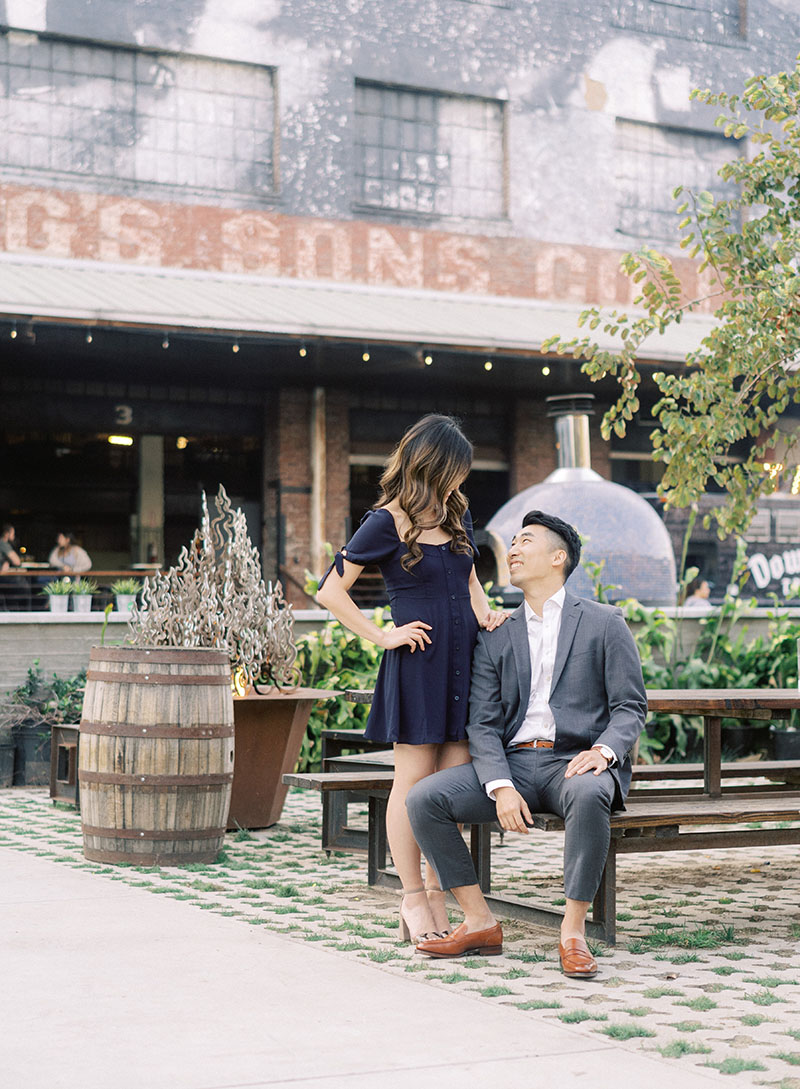 Engagement session at a brewery