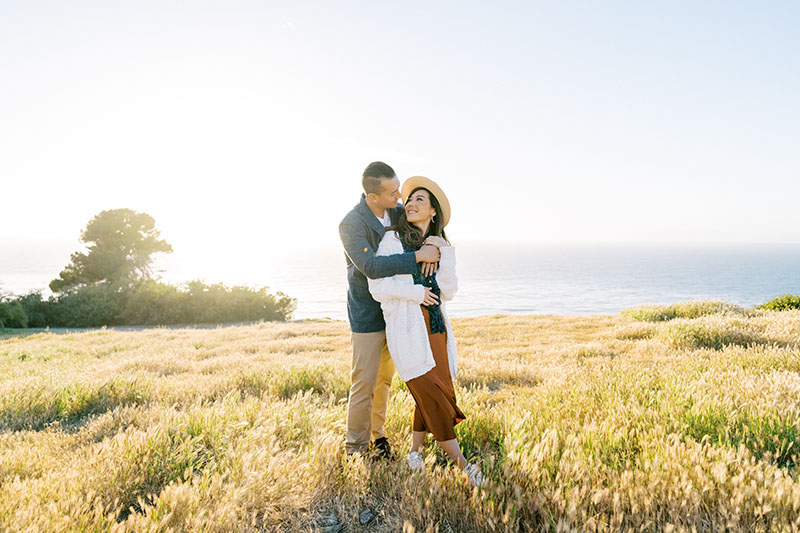 Open fields cliff engagement session