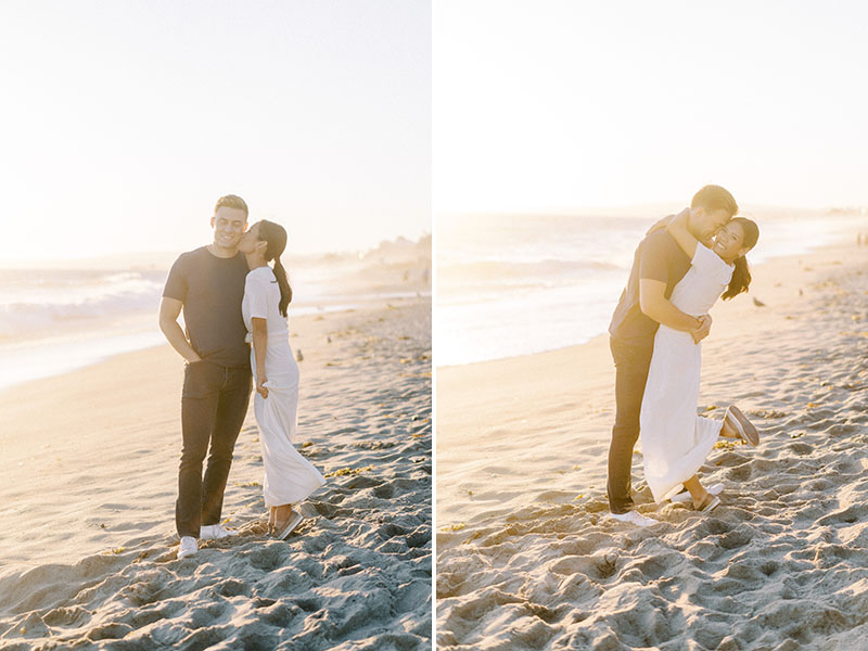 Golden hour beach engagement photos