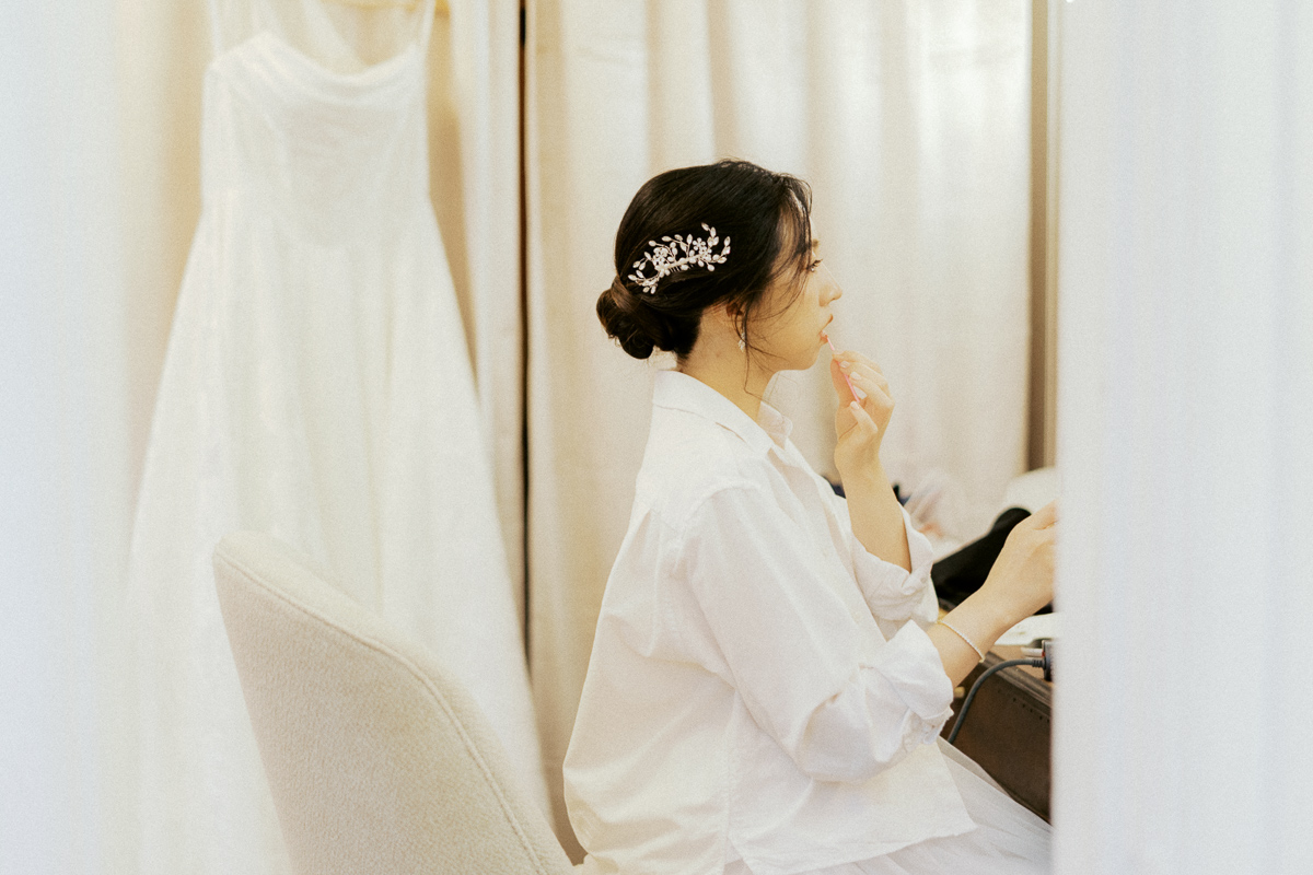 Bride getting ready